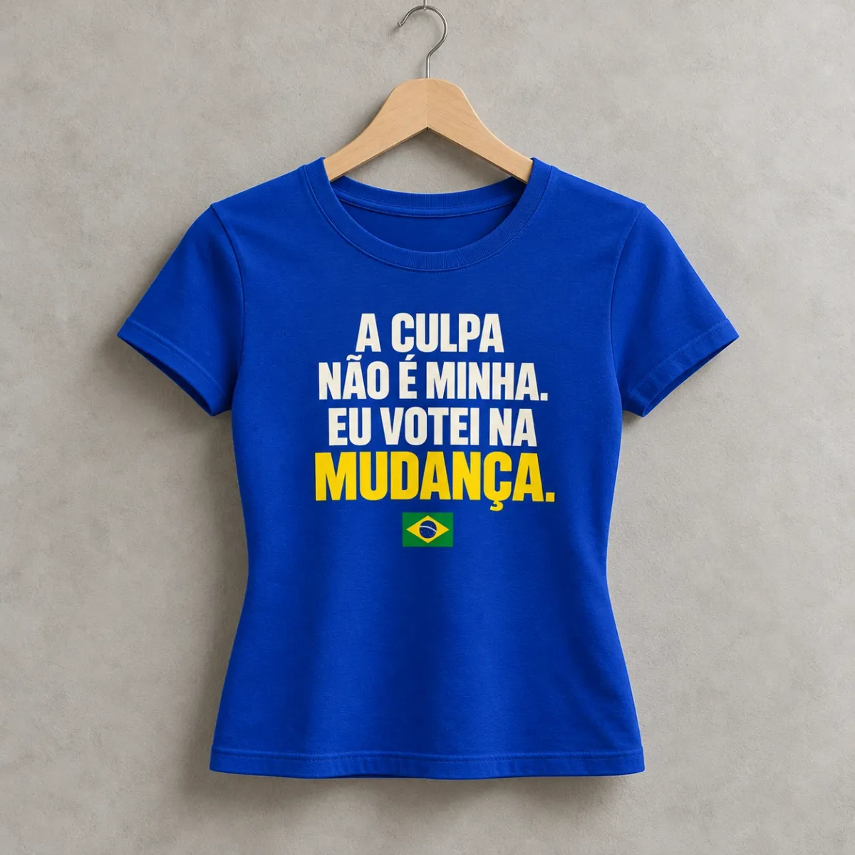 Baby look A Culpa Não É Minha Azul, frase na frente, frente