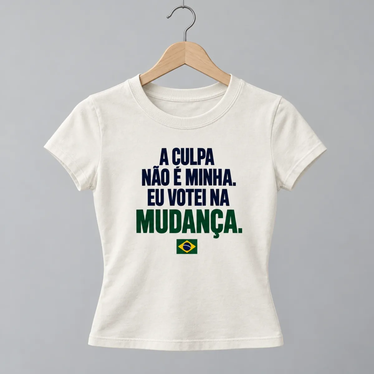 Baby look A Culpa Não É Minha Branca, frase na frente, frente